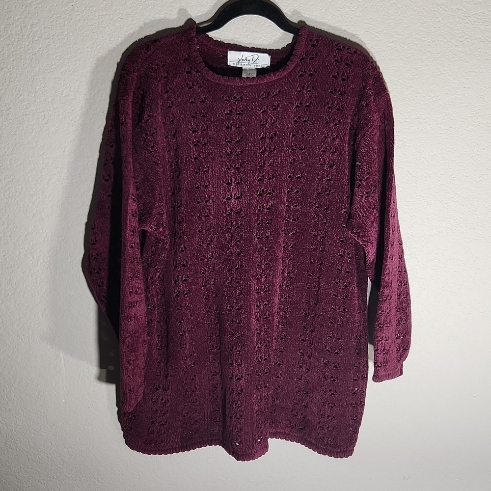 Katheryn Deene Sweater Womens Size 18 20 Tunic Knit Plum Plus Top Katy D Purple